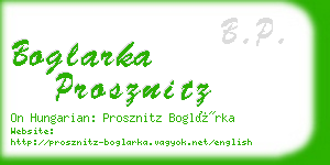 boglarka prosznitz business card